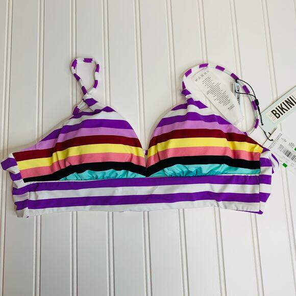 NWT Bikini Lab Striped Bikini Top Sz Large - Picture 1 of 4